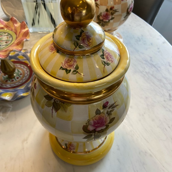 Mackenzie Childs Morning Glory Globe Yellow Canister with Lid RARE!!! - Picture 2 of 5